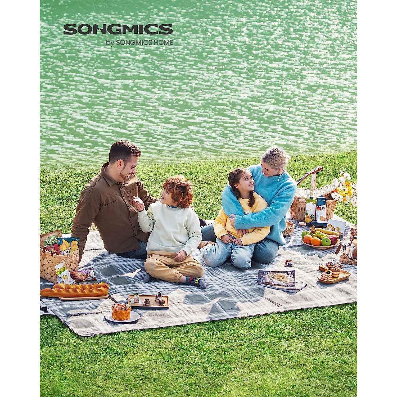 Picnic Blanket – Fabric – Grey and White – Extra Large 300 x 200 cm
