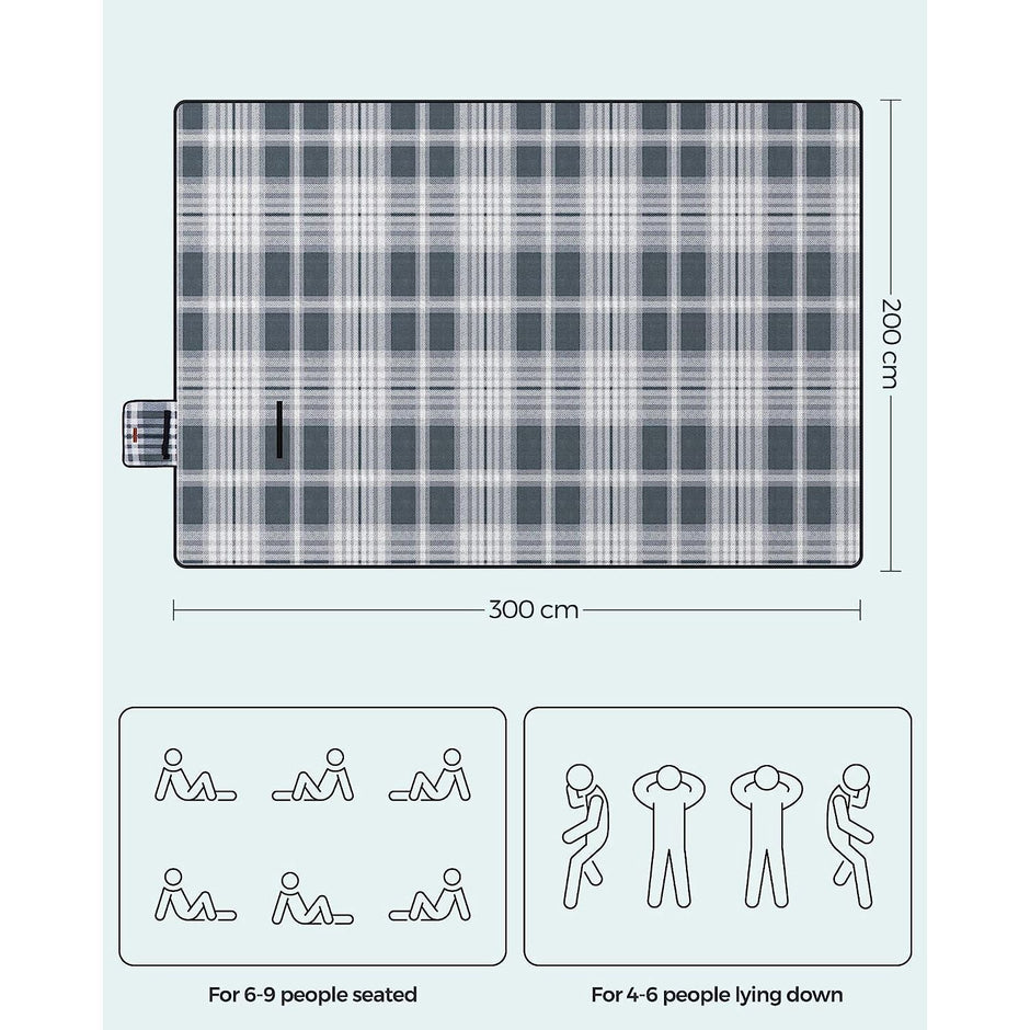 Picnic Blanket – Fabric – Grey and White – Extra Large 300 x 200 cm