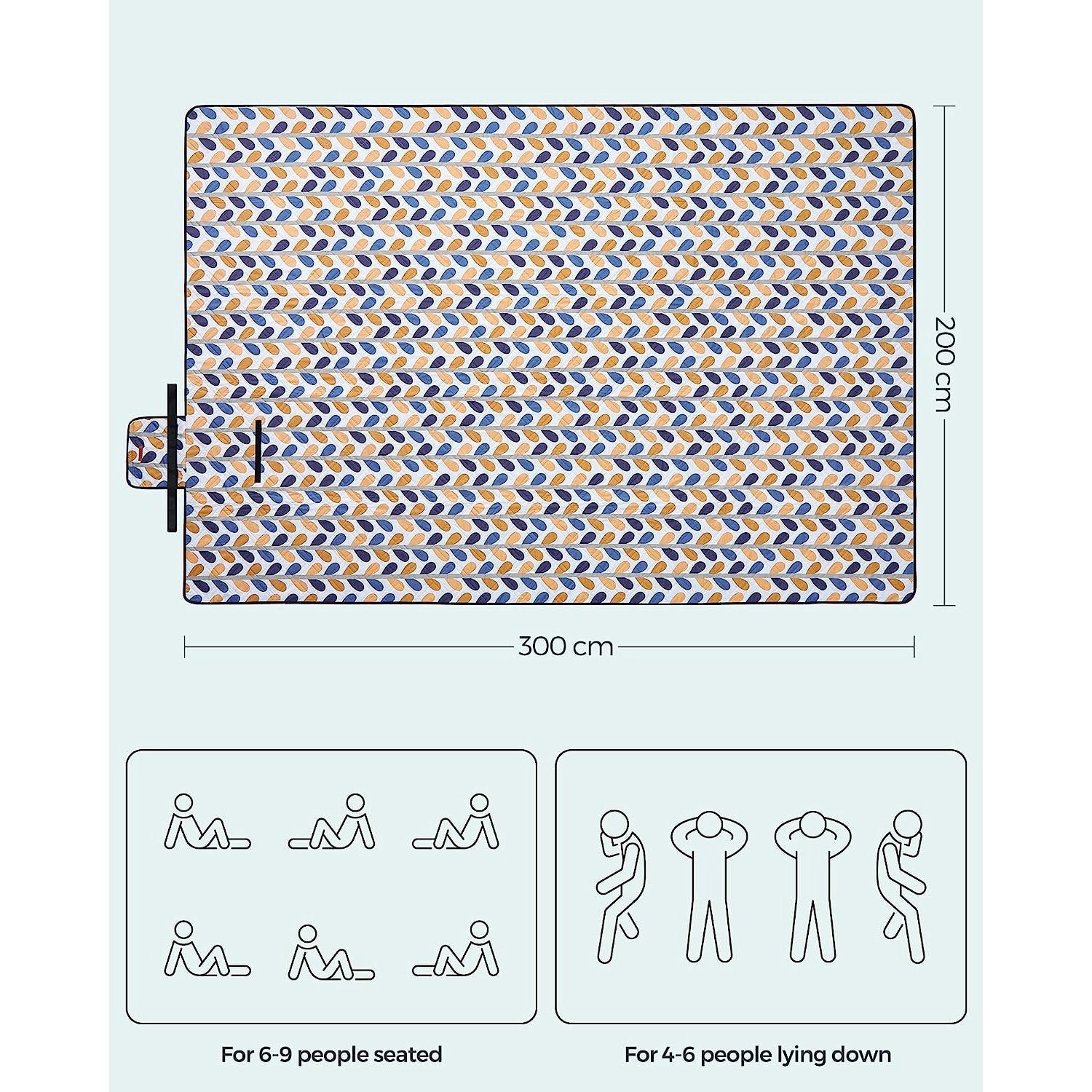 Picnic Blanket – Fabric – Leaf Pattern – Extra Large 300 x 200 cm