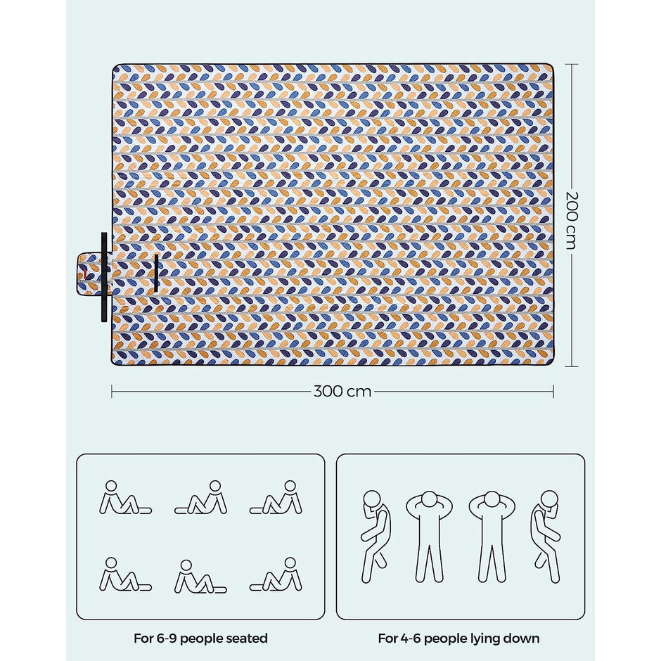 Picnic Blanket – Fabric – Leaf Pattern – Extra Large 300 x 200 cm