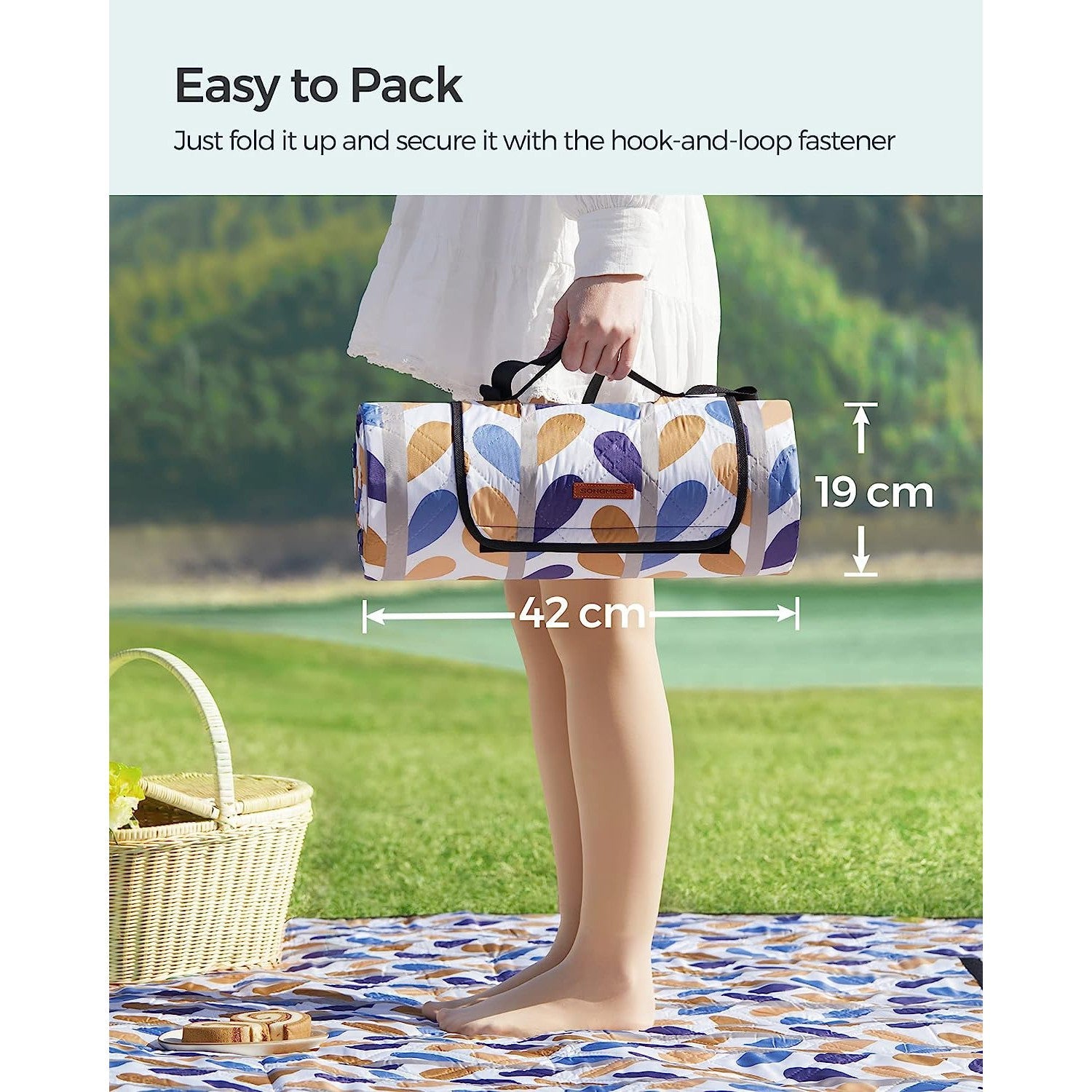 Picnic Blanket – Fabric – Leaf Pattern – Extra Large 300 x 200 cm