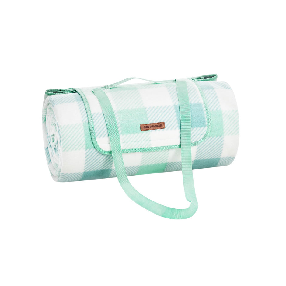Picnic Blanket – Waterproof – Green and White – Foldable with Pegs – 300 x 200 cm