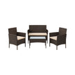 Outdoor Furniture Set – Polyrattan – Black and Beige – Complete 4-Piece Collection for Patio and Balcony