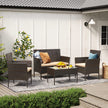 Outdoor Furniture Set – Polyrattan – Black and Beige – Complete 4-Piece Collection for Patio and Balcony