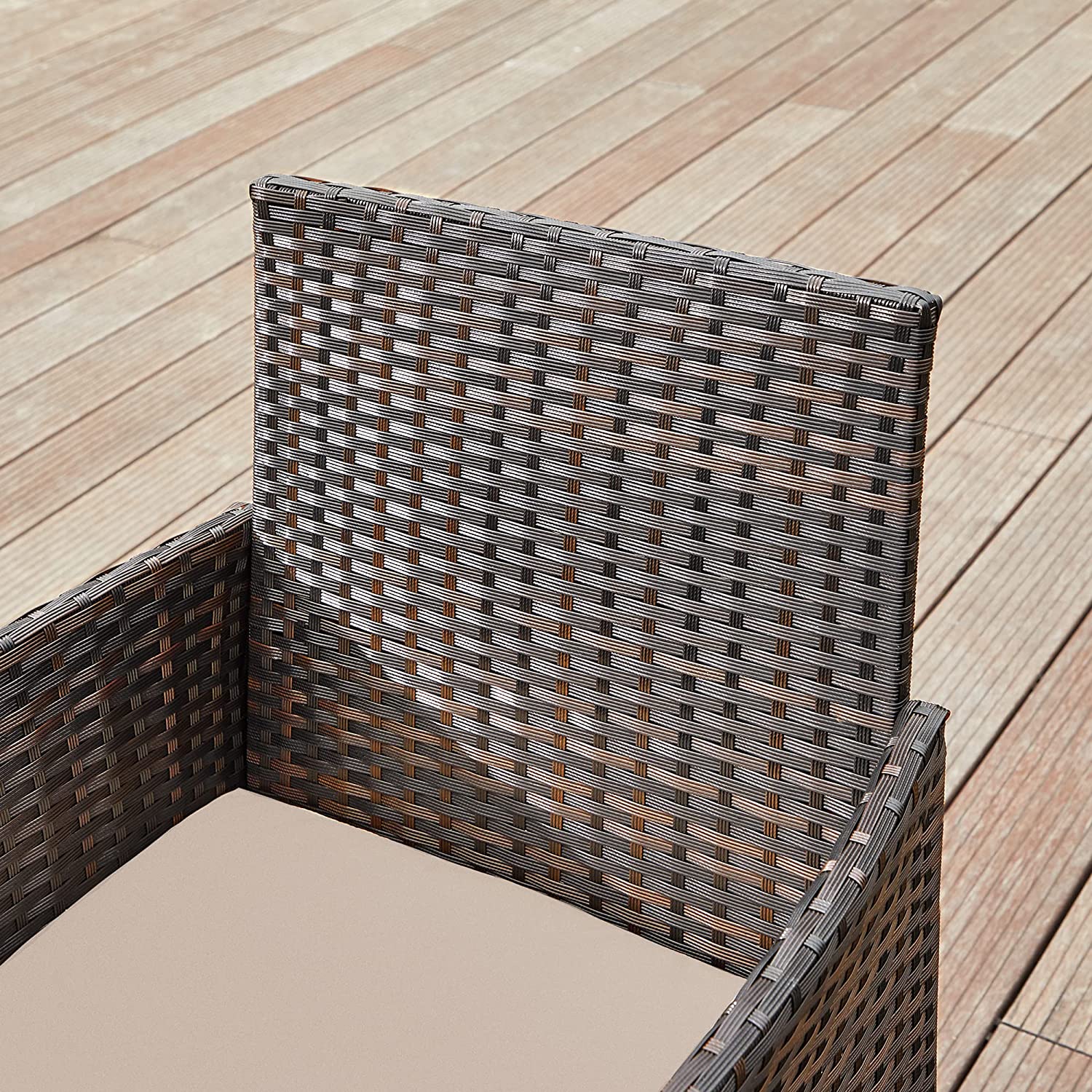 Outdoor Furniture Set – Polyrattan – Black and Beige – Complete 4-Piece Collection for Patio and Balcony