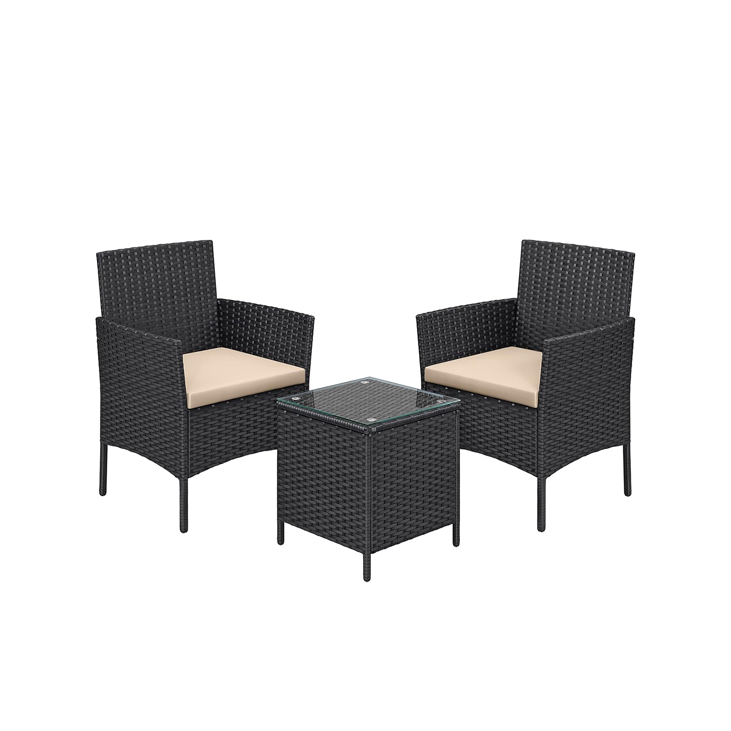 Outdoor Patio Furniture Set – Polyrattan – Brown and Taupe – Versatile for Patio, Balcony, and Backyard