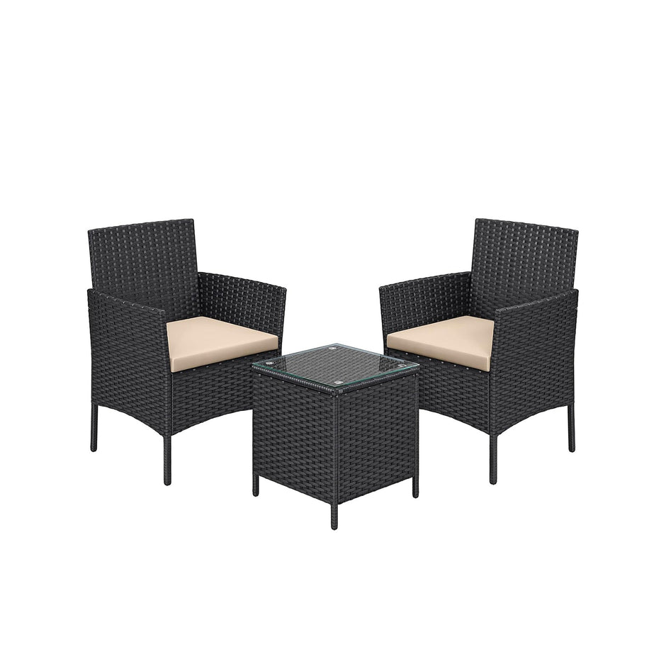 Outdoor Patio Furniture Set – Polyrattan – Brown and Taupe – Versatile for Patio, Balcony, and Backyard