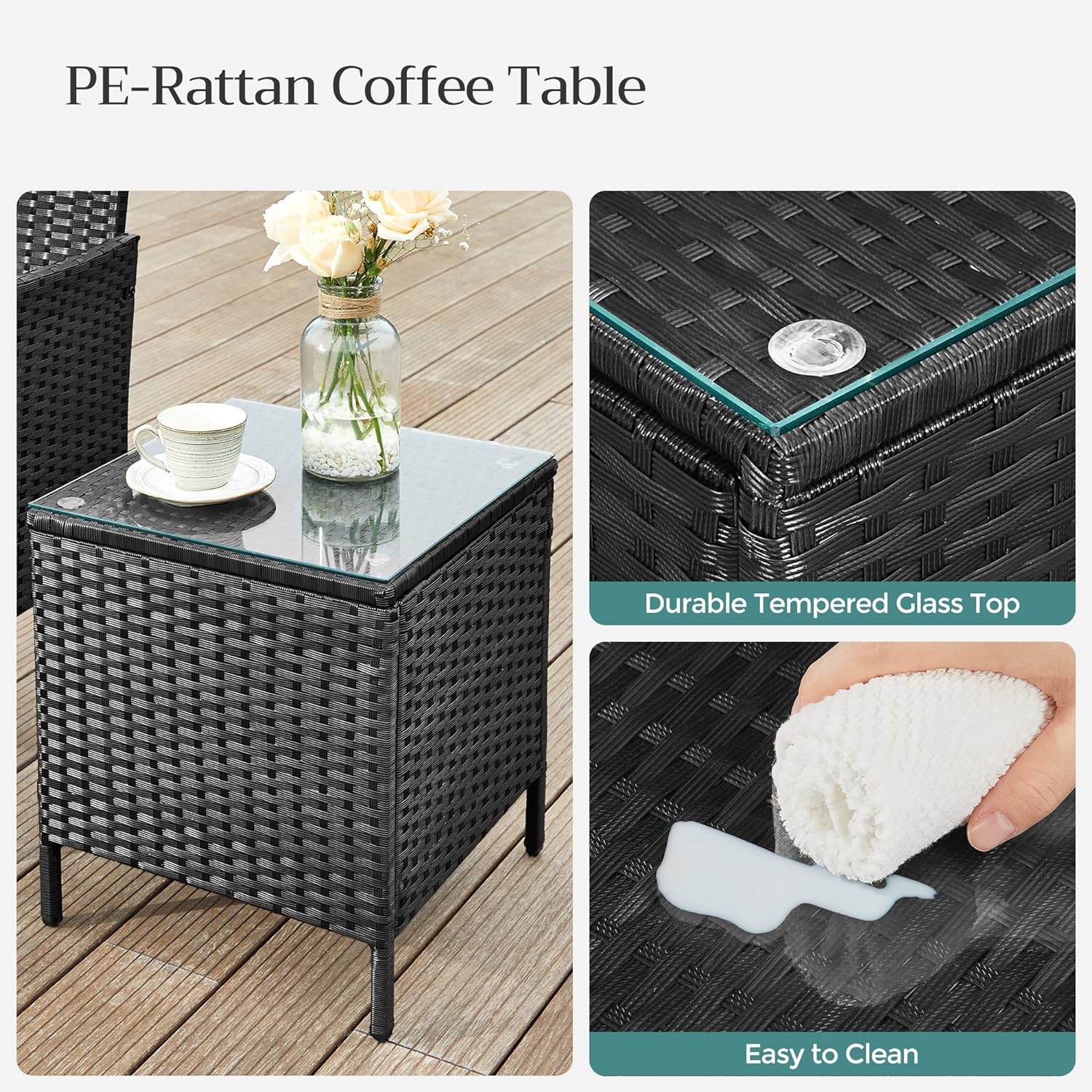Outdoor Patio Furniture Set – Polyrattan – Brown and Taupe – Versatile for Patio, Balcony, and Backyard