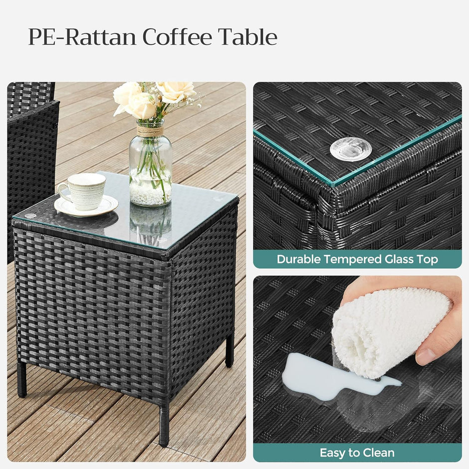 Outdoor Patio Furniture Set – Polyrattan – Brown and Taupe – Versatile for Patio, Balcony, and Backyard