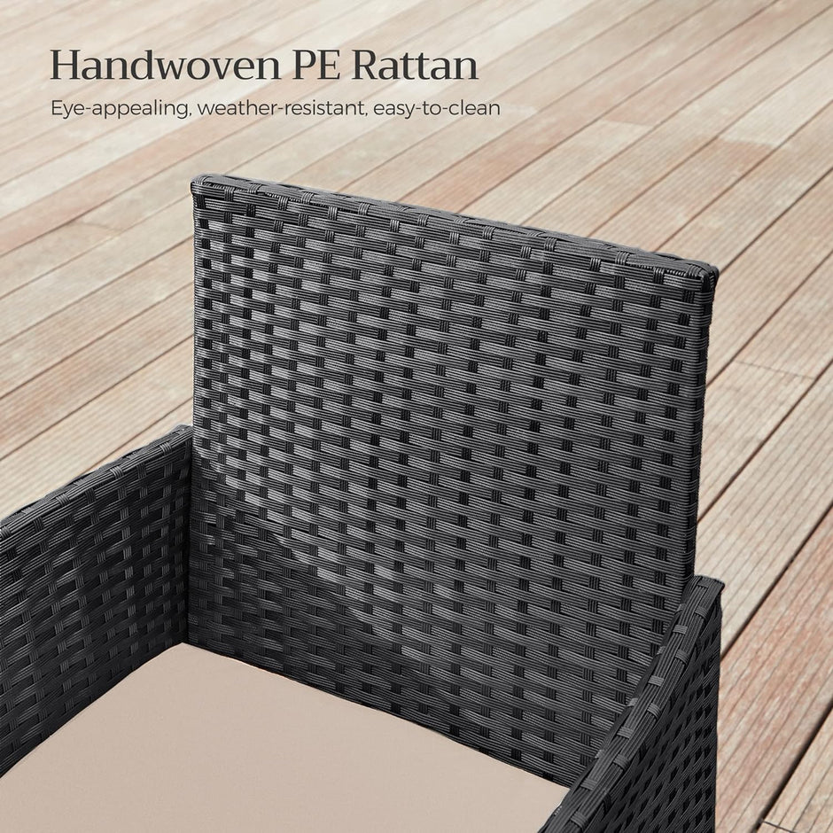 Outdoor Patio Furniture Set – Polyrattan – Brown and Taupe – Versatile for Patio, Balcony, and Backyard