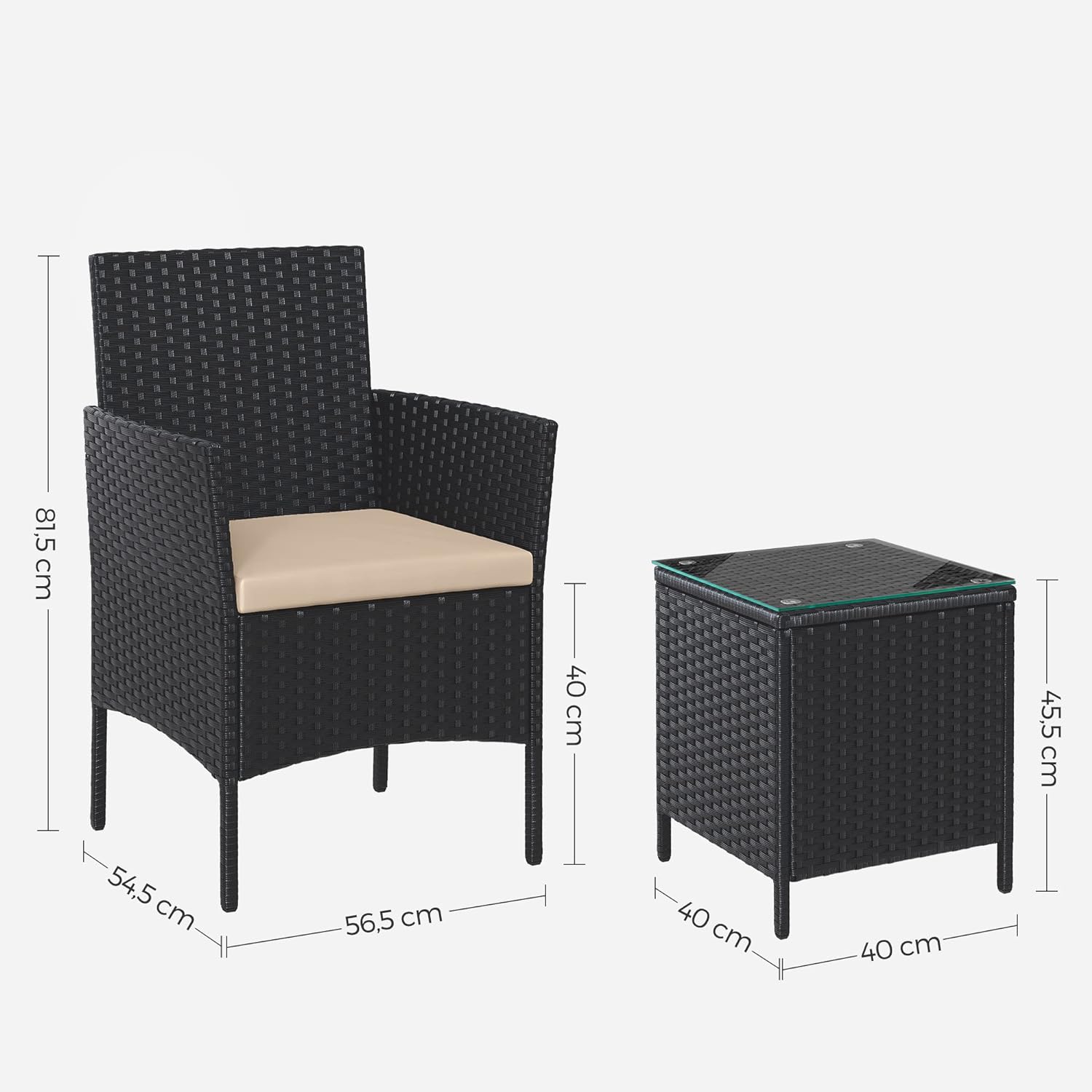 Outdoor Patio Furniture Set – Polyrattan – Brown and Taupe – Versatile for Patio, Balcony, and Backyard