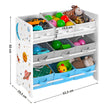 Toy Storage Shelf – Wood – White – Includes 9 Removable Non-Woven Fabric Boxes