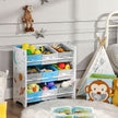 Toy Storage Shelf – Wood – White – Includes 9 Removable Non-Woven Fabric Boxes