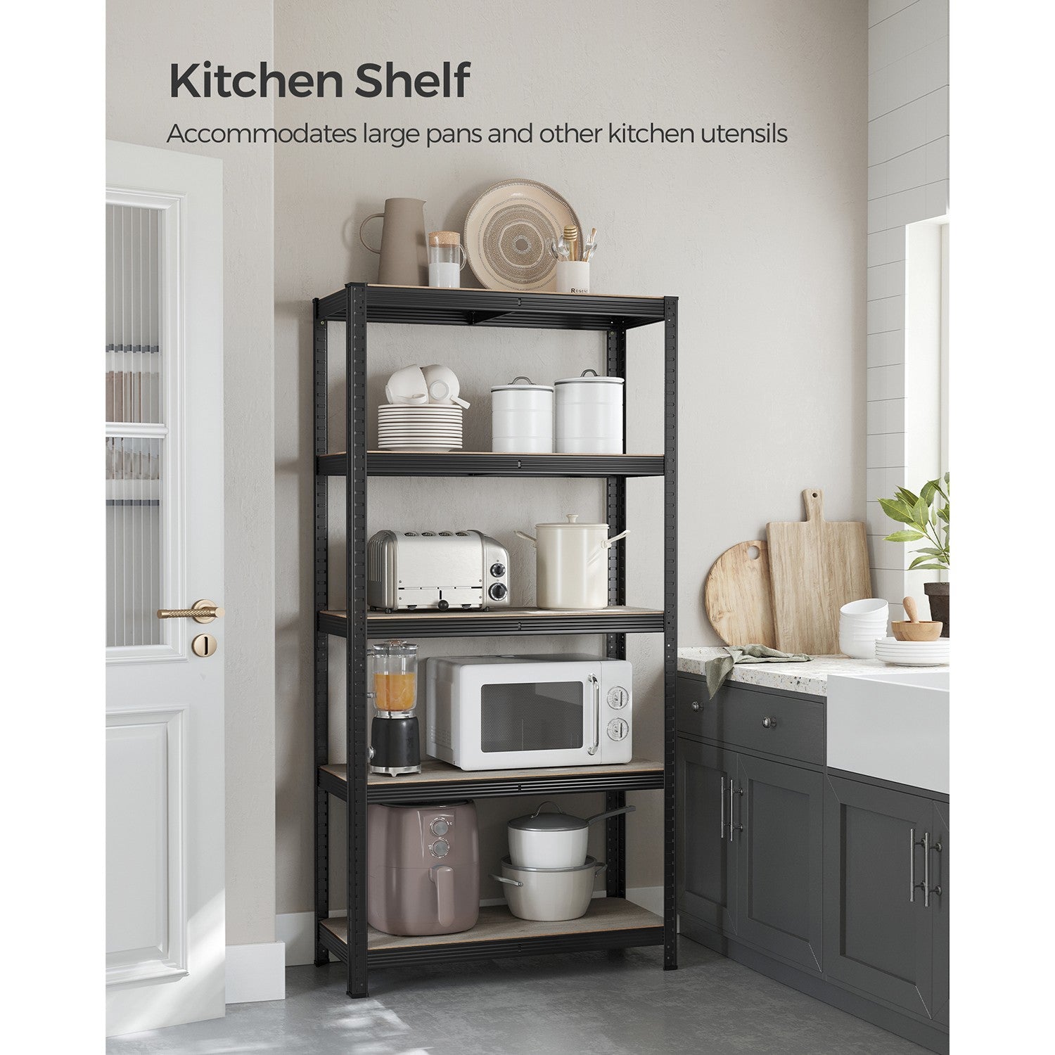 5-Tier Shelving Unit – Reinforced Steel – Silver – Adjustable Shelves – Max Load 875 kg