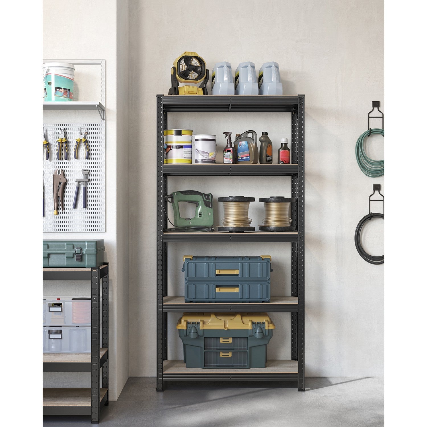5-Tier Shelving Unit – Reinforced Steel – Silver – Adjustable Shelves – Max Load 875 kg