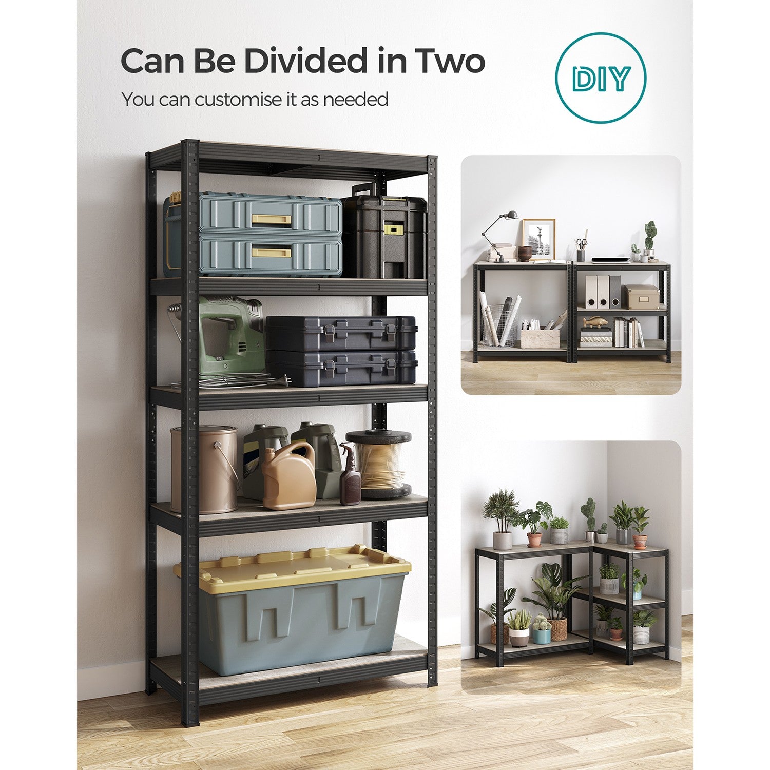 5-Tier Shelving Unit – Reinforced Steel – Silver – Adjustable Shelves – Max Load 875 kg