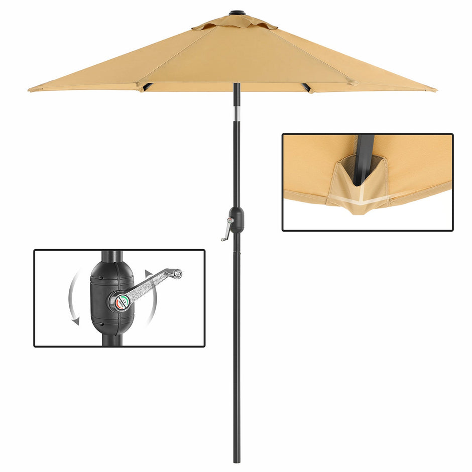 Garden Parasol Umbrella – Metal – Grey – UPF 50+ Protection, Tiltable, 2 m