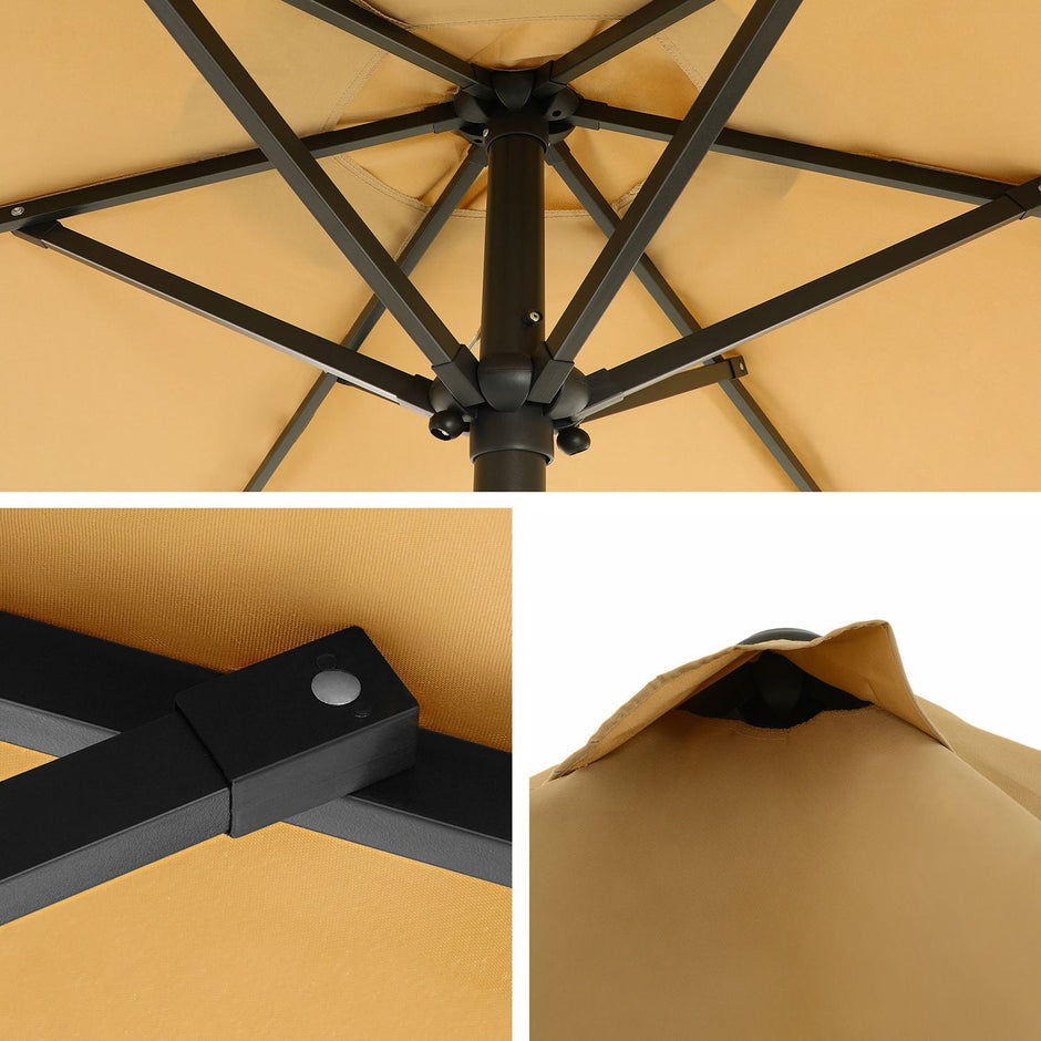Garden Parasol Umbrella – Metal – Grey – UPF 50+ Protection, Tiltable, 2 m