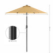 Garden Parasol Umbrella – Metal – Grey – UPF 50+ Protection, Tiltable, 2 m