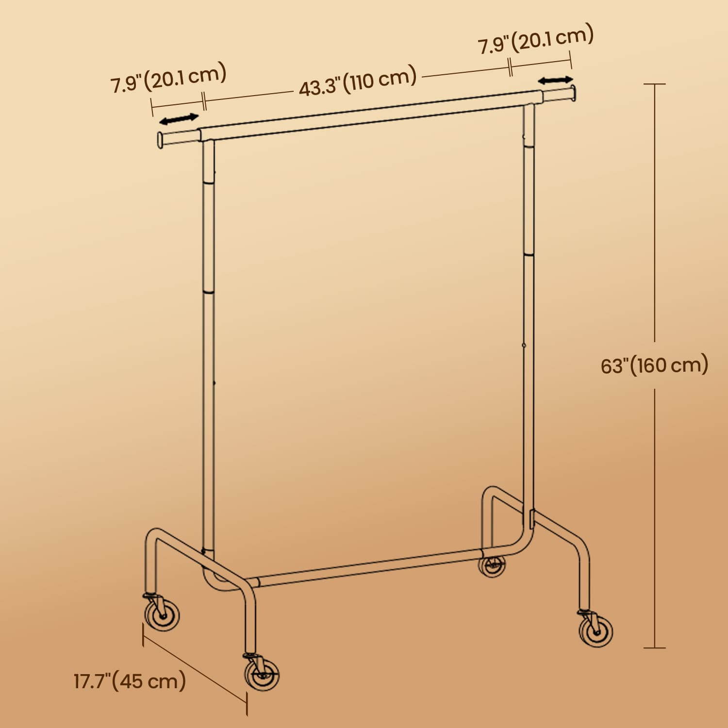 Heavy-Duty Clothes Rack – Metal – Matte Black – Extendable Rod, 286.6 lb Load Capacity, Wheeled