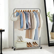 Mobile Clothing Rail – Metal – Black – Lockable Wheels and Storage Shelf