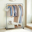 Mobile Clothing Rail – Metal – Black – Lockable Wheels and Storage Shelf