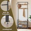 Coat Rack – Steel – Hazelnut Brown and Black – 4-in-1 Design with Shoe Storage Bench