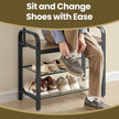 Coat Rack – Steel – Hazelnut Brown and Black – 4-in-1 Design with Shoe Storage Bench