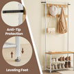 Coat Rack Stand with Shoe Storage Bench – Oak and Cream – Industrial Design with Hooks