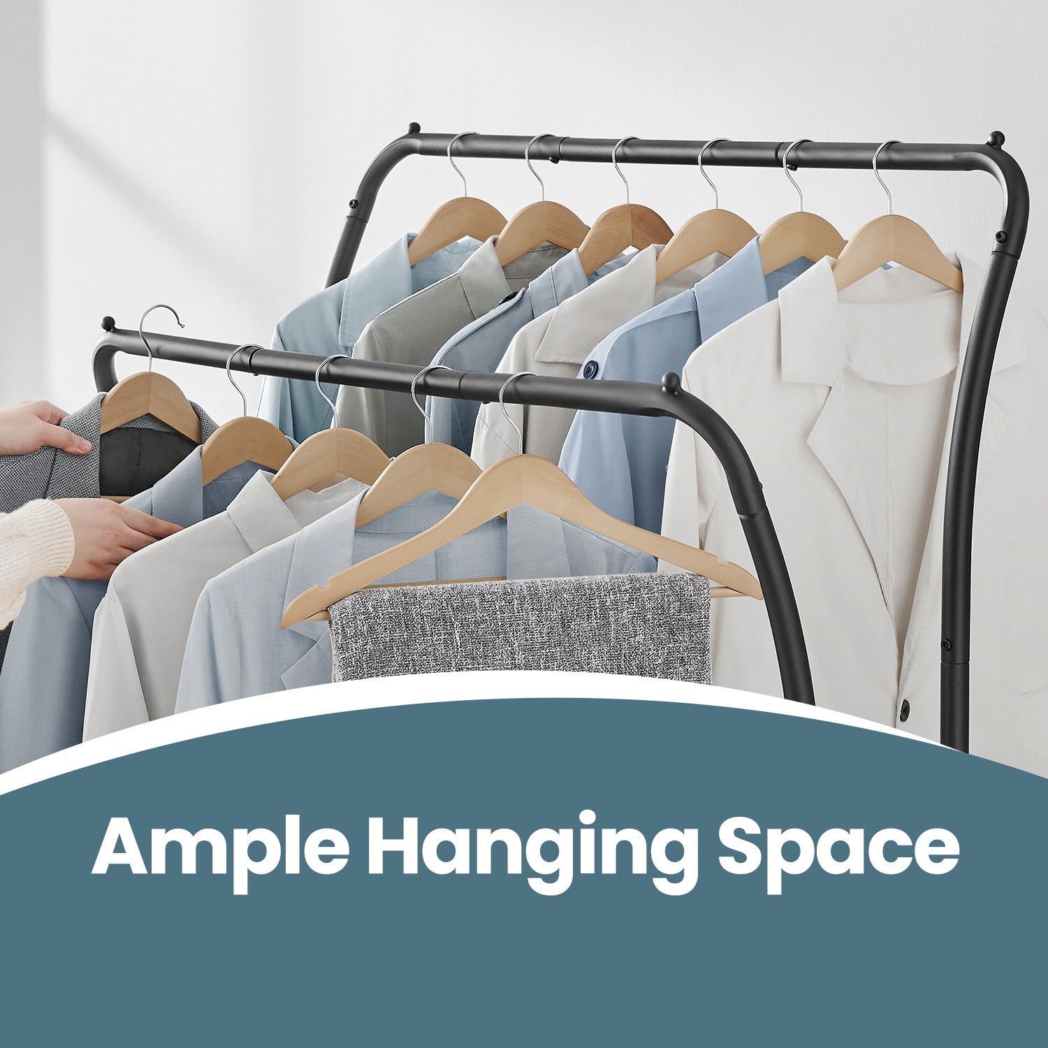 Clothing Rack – Metal – Heavy Duty – Portable with Storage Shelves and Hooks
