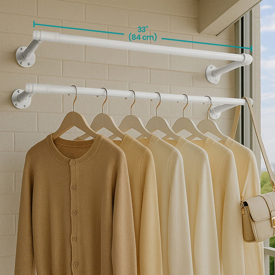Clothes Rack – Steel – Black – Wall-Mounted, Industrial Design, Space-Saving