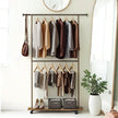 Mobile Garment Rack – Metal – Grey – Height-Adjustable with Double Hanging Rods and Storage Shelf
