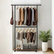 Mobile Garment Rack – Metal – Grey – Height-Adjustable with Double Hanging Rods and Storage Shelf