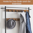 Coat Rack – Wood and Metal – Rustic Brown and Black – Hall Tree with Shoe Storage Bench