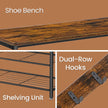 Coat Rack – Wood and Metal – Rustic Brown and Black – Hall Tree with Shoe Storage Bench
