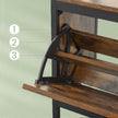 Coat Rack with Shoe Storage – Wood and Metal – Rustic Brown and Black – 9 Hooks and Top Shelf