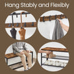 Hall Tree – Metal and Wood – Greige and Black – Entryway Bench with Coat Rack and Shoe Storage, 9 Movable Hooks