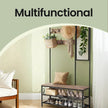 Coat Rack – MDF – Camel Brown and Ink Black – With Mirror and Shoe Storage