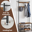 Coat and Shoe Rack – Metal and Wood – Greige and Black – With Storage Bench