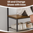 Coat and Shoe Rack – Metal and Wood – Greige and Black – With Storage Bench