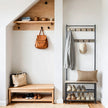 Coat and Shoe Rack – Wood and Metal – Greige and Black – With Storage Bench