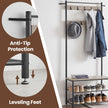 Coat and Shoe Rack – Wood and Metal – Greige and Black – With Storage Bench