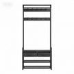 Coat Rack with Shoe Bench – Engineered Wood – Dark Gray – Includes Drawers and Hooks