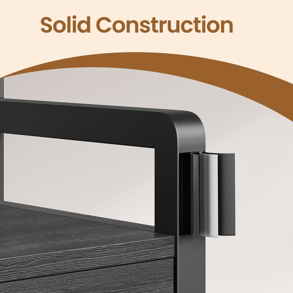 Coat Rack with Shoe Bench – Engineered Wood – Dark Gray – Includes Drawers and Hooks