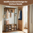Coat Rack with Shoe Storage Cabinet – Wood – Rustic Brown and Ink Black – Industrial Style, Space Saving Design