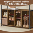 Coat Rack with Shoe Storage Cabinet – Wood – Rustic Brown and Ink Black – Industrial Style, Space Saving Design