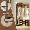 Coat Rack with Shoe Storage Cabinet – Wood – Rustic Brown and Ink Black – Industrial Style, Space Saving Design