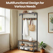 Coat and Shoe Rack with Bench – Metal and Wood – Brown – Vintage Design with Shelves and Hooks