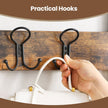 Coat and Shoe Rack with Bench – Metal and Wood – Brown – Vintage Design with Shelves and Hooks