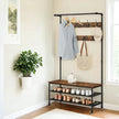 Hall Tree – Steel – Industrial Style – Multifunctional with Shoe Storage and 9 Hooks